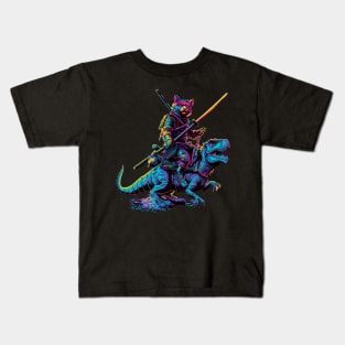 Cat Dinosaur Rampage Kids T-Shirt